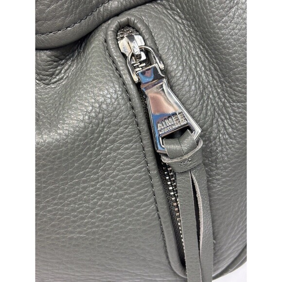 Aimee Kestenberg Grey Leather Crossbody Bag Pockets Zippers Drawstring - Picture 4 of 13